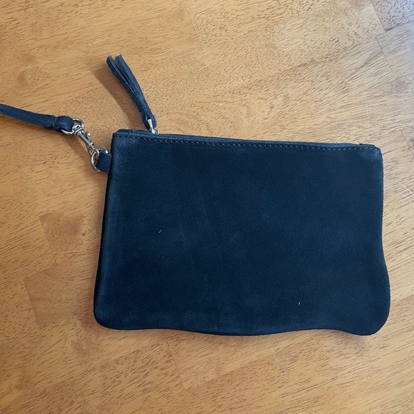 NWOT H&M black suede leather tote bag with fringe - Picture 3 of 5